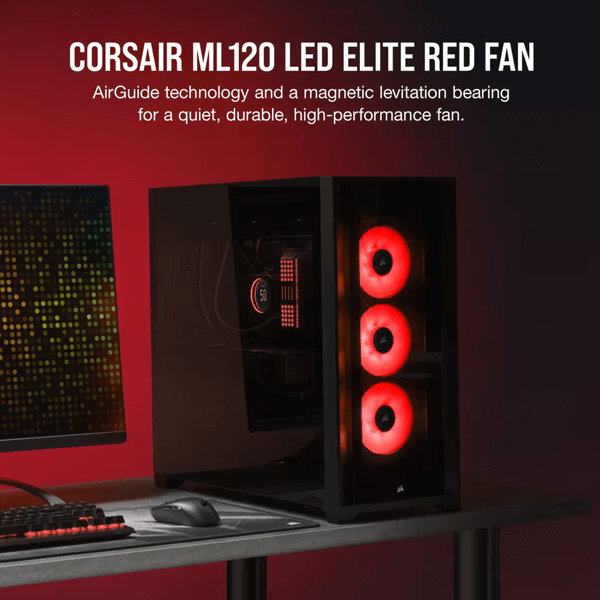 Corsair ML120 LED Elite 120mm Red LED Cabinet Fan (Single Pack)